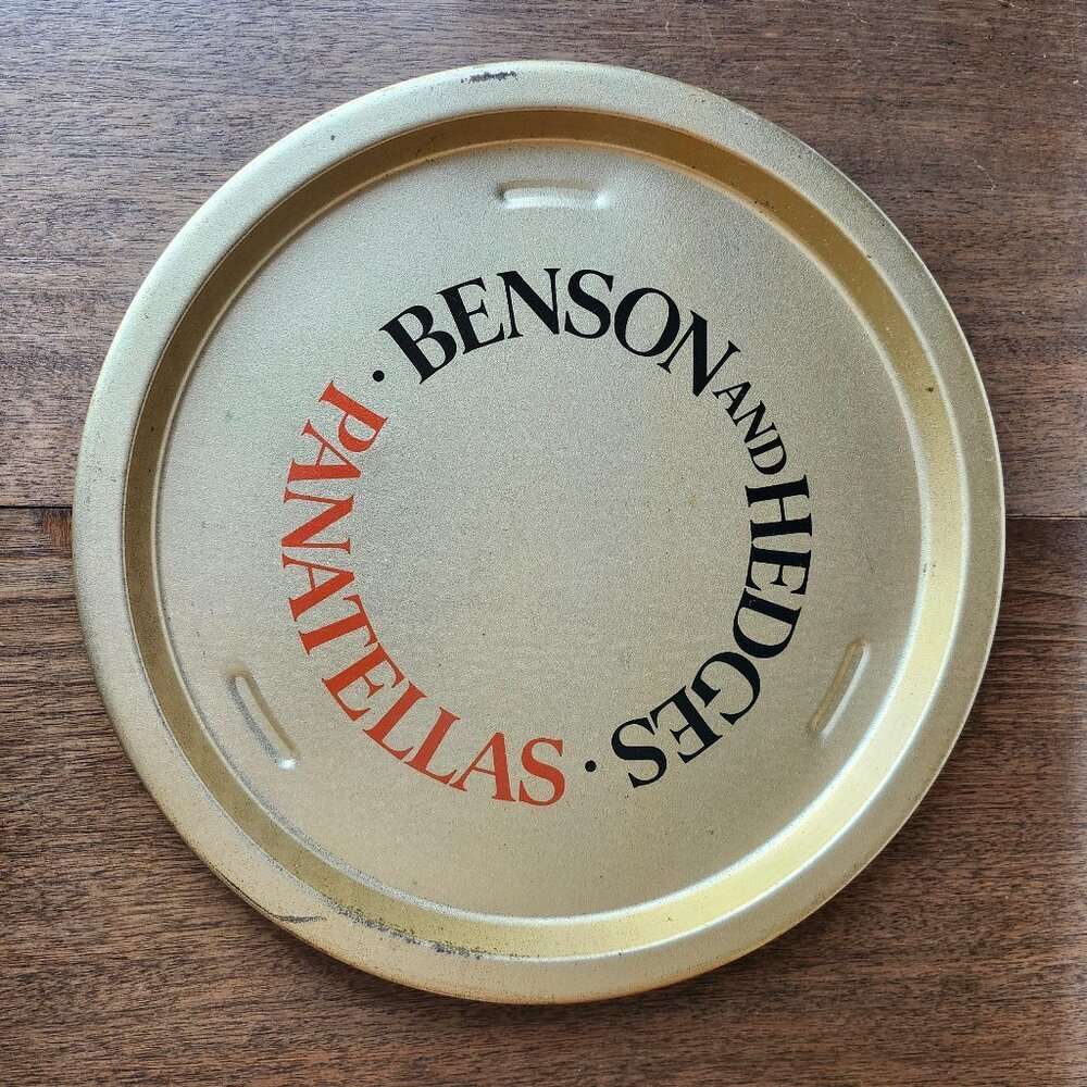 BENSON AND HEDGES PANATELLAS Metal Bar Tray Serving Tray Gold Tone